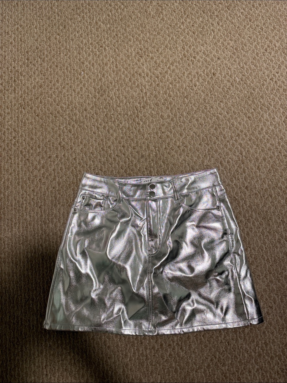 Metallic Silver A-Line Mini Skirt